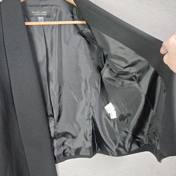 Black Label by Evan Picone Black Blazer Size 14 Career Open Front - Picture 5 of 14